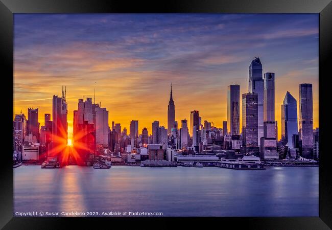 NYC Manhattanhenge Framed Print by Susan Candelario