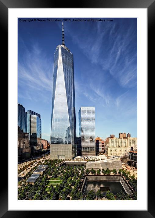 One World Trade Center Reflecting Pools Framed Mounted Print by Susan Candelario