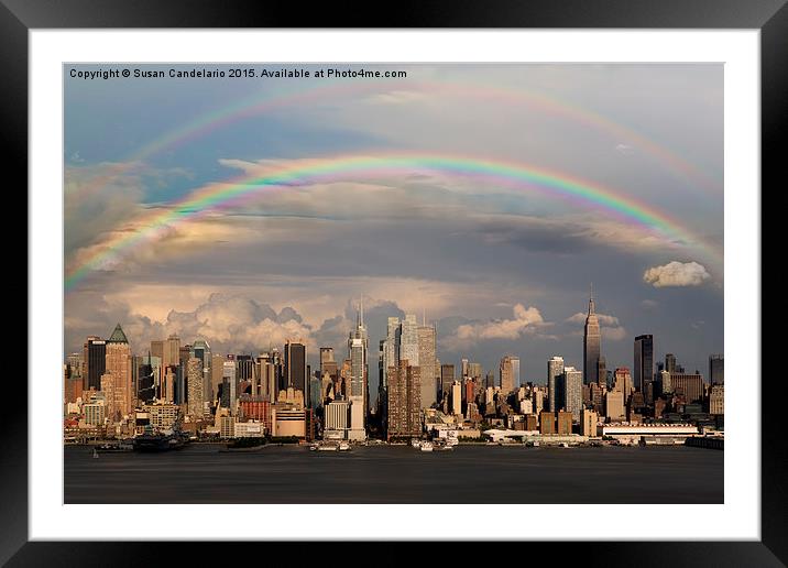 Double Rainbow Over NYC Framed Mounted Print by Susan Candelario