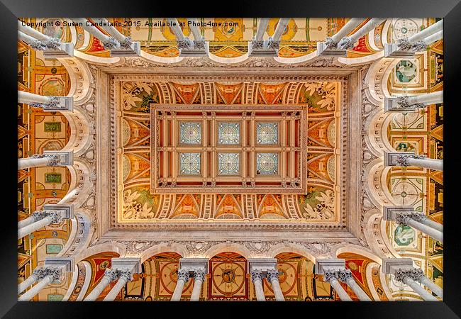 Library Of Congress Main Hall Ceiling Framed Print by Susan Candelario
