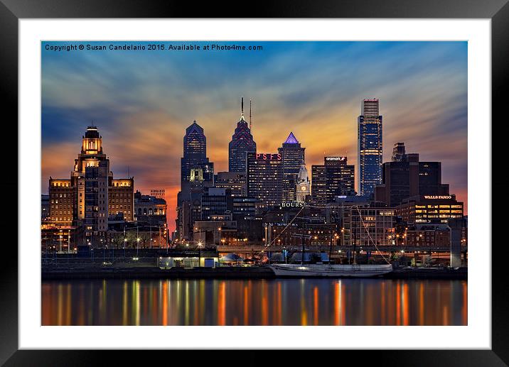 Philadelphia Skyline Framed Mounted Print by Susan Candelario