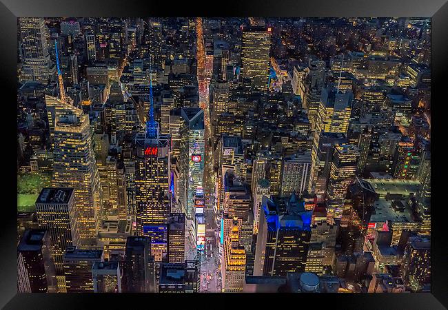 Aerial New York City 42nd Street Framed Print by Susan Candelario