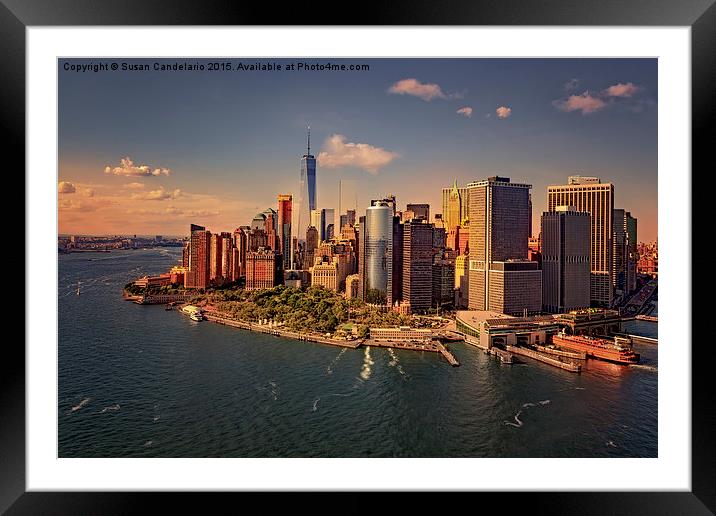 Lower Manhattan Aerial View Framed Mounted Print by Susan Candelario
