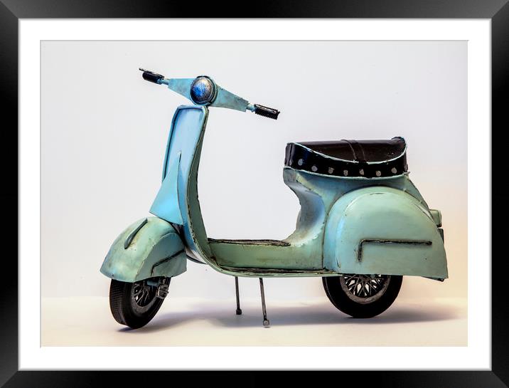 Model Moped Framed Mounted Print by Jonathan Thirkell