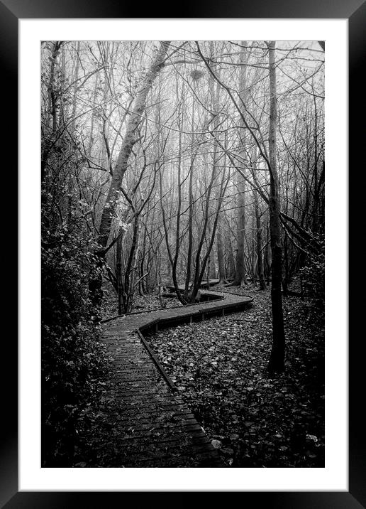 Moses Gate Foggy Walk Monochrome Moses Gate Bolton Framed Mounted Print by Jonathan Thirkell
