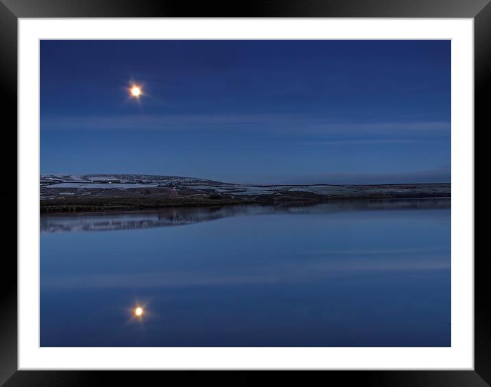 Moonlight of Belmont Reservoir Bolton Framed Mounted Print by Jonathan Thirkell