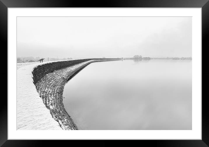 Elton Reservoir In The Snow Bury Lancashire Framed Mounted Print by Jonathan Thirkell