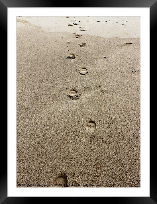 Footprint in the sand Framed Mounted Print by Rebecca Giles