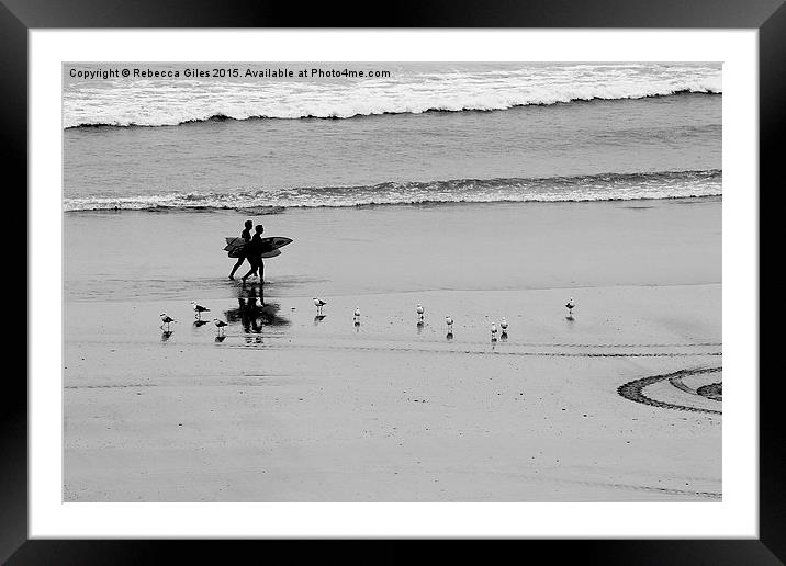  Walk along the beach Framed Mounted Print by Rebecca Giles