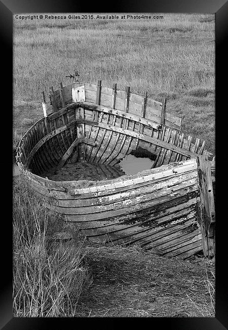 Old Boat at Blakeney, North Norfolk Framed Print by Rebecca Giles