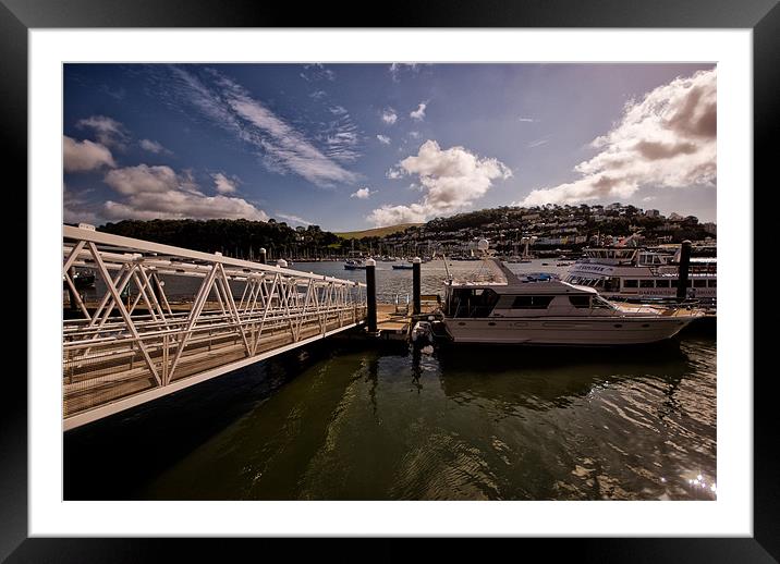Boat at Jetty in Dartmouth Framed Mounted Print by Jay Lethbridge