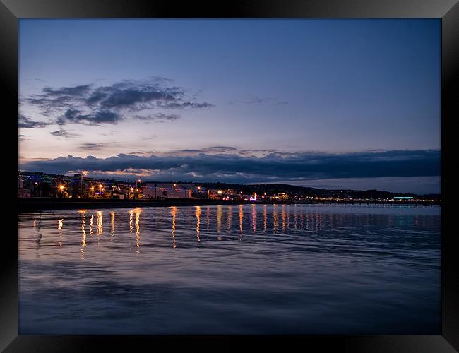 Paignton Seafront at Night Framed Print by Jay Lethbridge