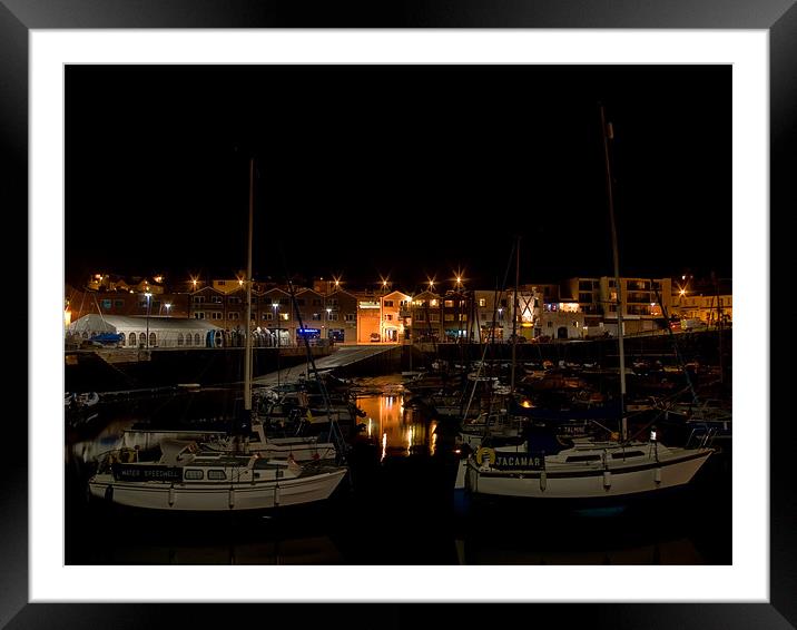 Paignton Harbour at Night Framed Mounted Print by Jay Lethbridge