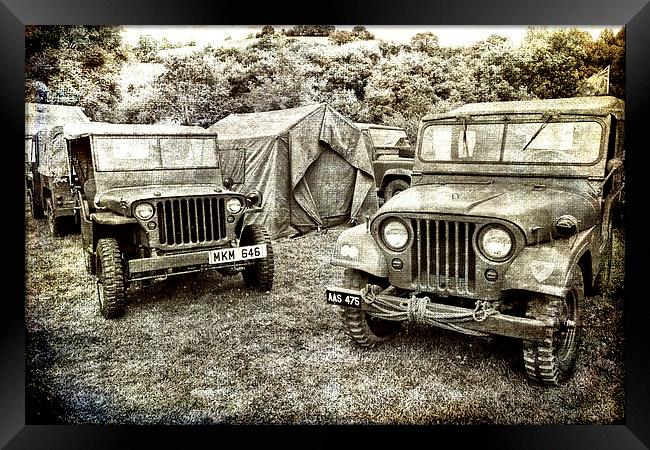 World War II Jeeps and Camp Framed Print by Jay Lethbridge