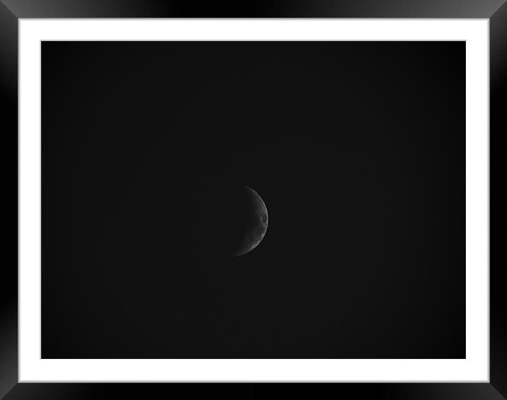 B/W crescent moon Framed Mounted Print by olivia allan