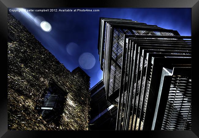 Fire Escape in the Night! Framed Print by peter campbell