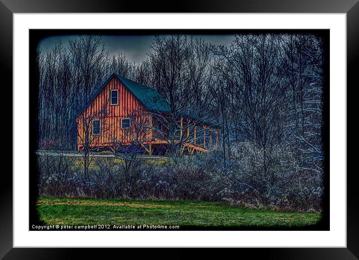 Start Winter Cabin Framed Mounted Print by peter campbell