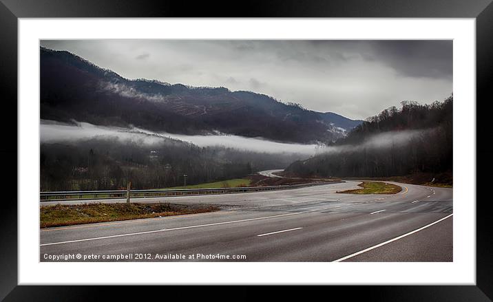 Foggy Mountain Road Framed Mounted Print by peter campbell
