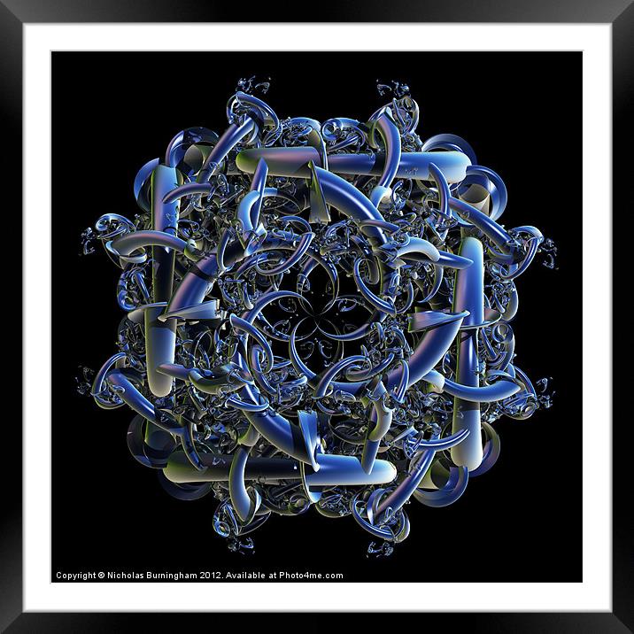 Fractal complicated Intertwined Emblem Framed Mounted Print by Nicholas Burningham