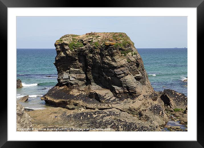 Gull Rock, Porth Beach, Newquay, Cornwall Framed Mounted Print by Nicholas Burningham
