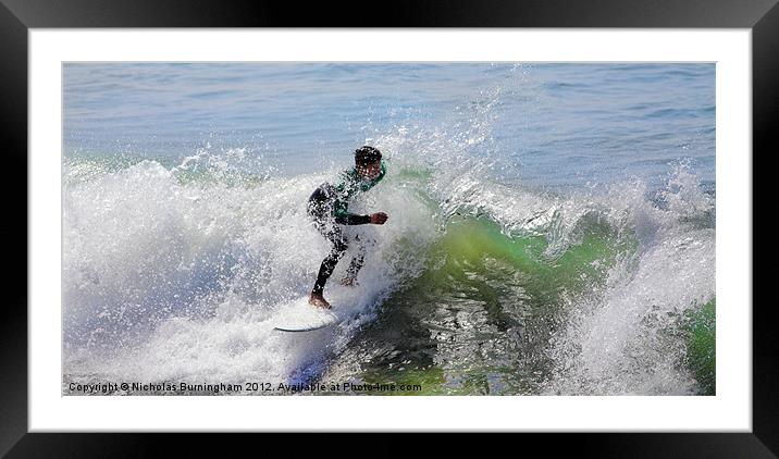 Surf in California Framed Mounted Print by Nicholas Burningham