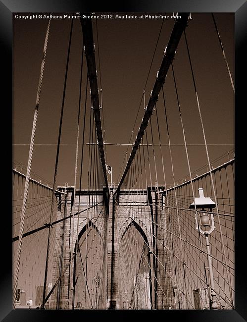 Brooklyn Bridge Framed Print by Anthony Palmer-Greene