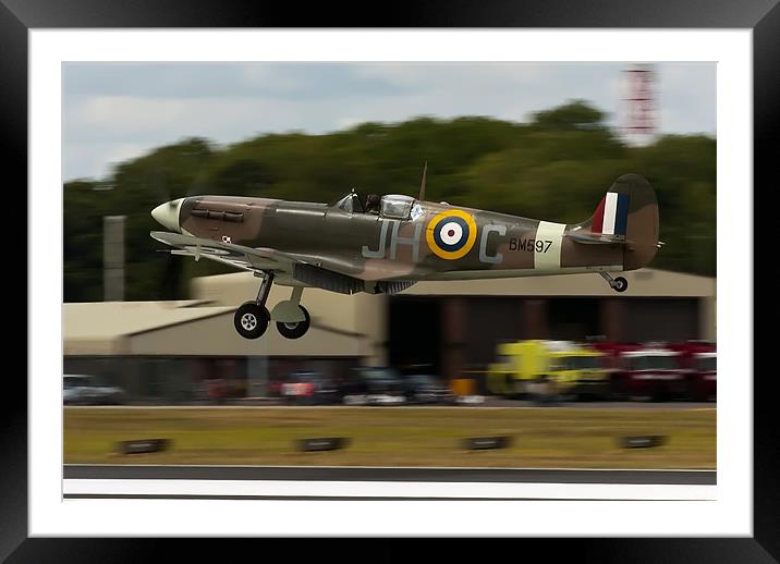 Vintage Spitfire Aircraft Framed Mounted Print by Phil Emmerson