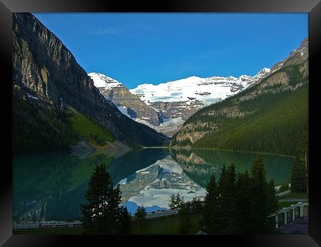 Crisp reflection at Lake Louise Framed Print by Phil Emmerson