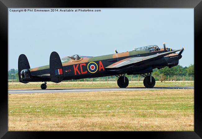  Lancaster bomber of the Battle of Britain Memoria Framed Print by Phil Emmerson