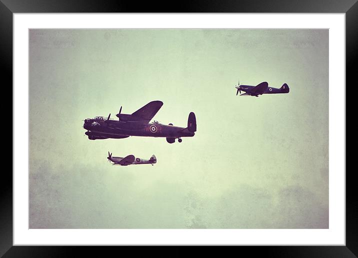 Lancaster Bomber, Spitfire and Hurricane Framed Mounted Print by Jonny Essex