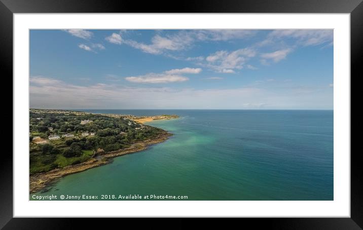 Aerial view of St Ives, Carbis Bay in Cornwall No1 Framed Mounted Print by Jonny Essex