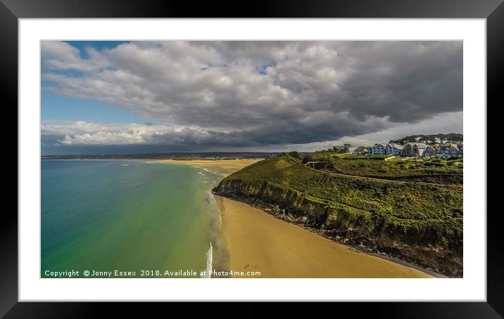 Aerial photo of Carbis bay in the stunning St Ives Framed Mounted Print by Jonny Essex