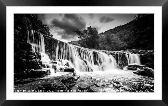 Long exposure of a waterfall, Peak District No11 Framed Mounted Print by Jonny Essex