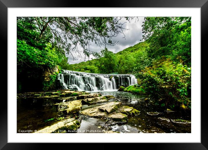 Long exposure of a waterfall, Peak District No12 Framed Mounted Print by Jonny Essex