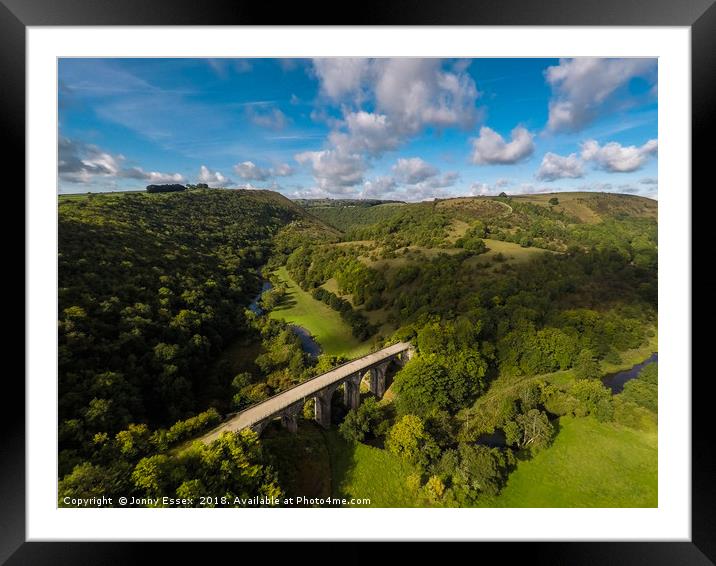 Aerial view of Headstone viaduct, Bakewell No1 Framed Mounted Print by Jonny Essex