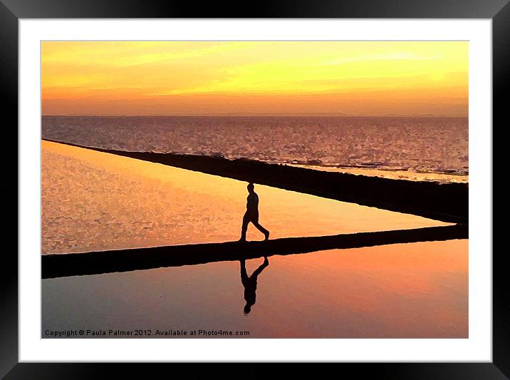 Another arty sunset reflection! Framed Mounted Print by Paula Palmer canvas