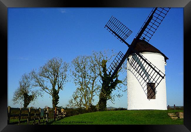 Sail shadow on Ashton windmill Framed Print by Paula Palmer canvas