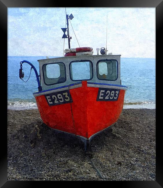 Beached boat at Branscombe Framed Print by Paula Palmer canvas