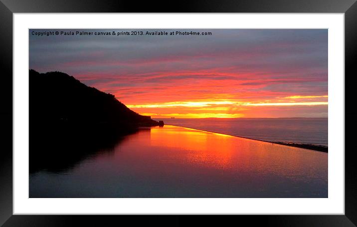 October sunset Clevedon Framed Mounted Print by Paula Palmer canvas