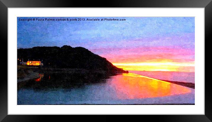 Sunset over Marine Lake,Clevedon Framed Mounted Print by Paula Palmer canvas