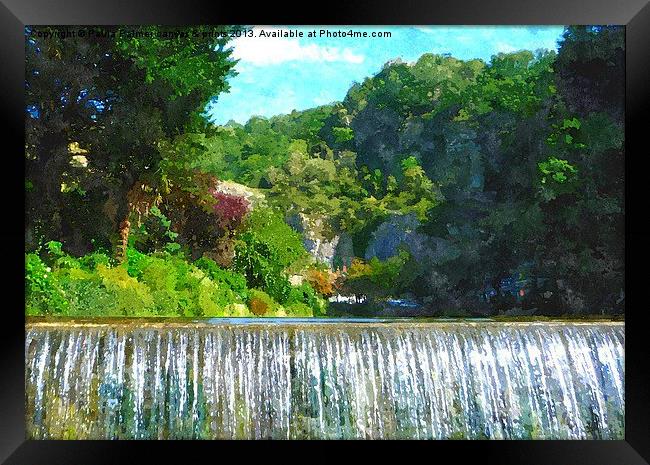 Waterfall view to Cheddar gorge Framed Print by Paula Palmer canvas