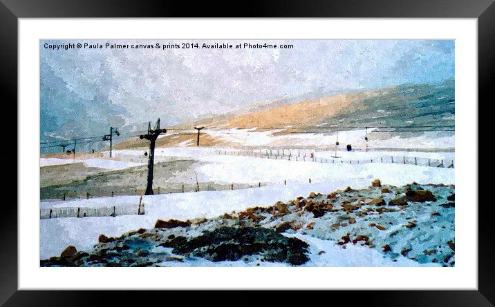  Nevis range ski slopes. Scotland Framed Mounted Print by Paula Palmer canvas