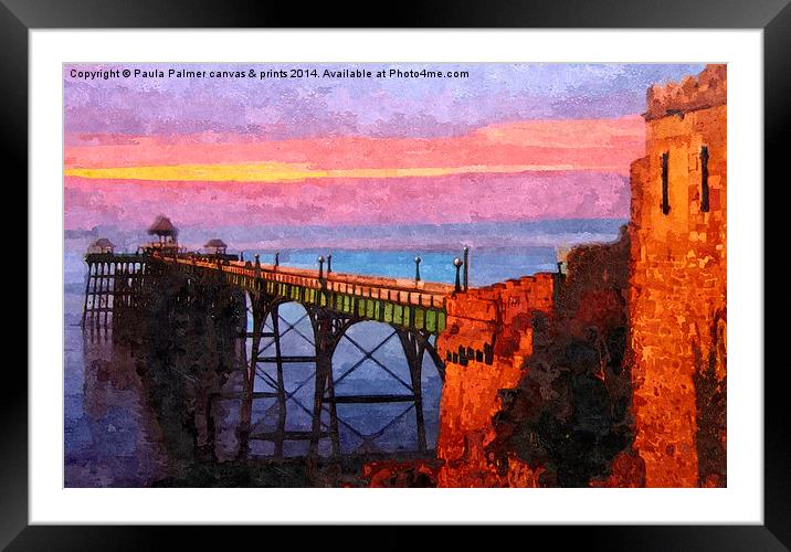  Clevedon pier in August Framed Mounted Print by Paula Palmer canvas