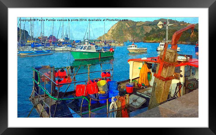  fishing boat in Ilfracombe harbour,Devon Framed Mounted Print by Paula Palmer canvas