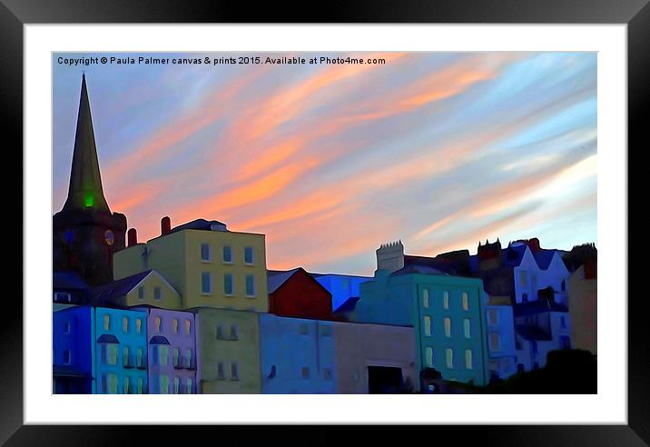  Street view at Tenby Pembrokeshire,Wales Framed Mounted Print by Paula Palmer canvas