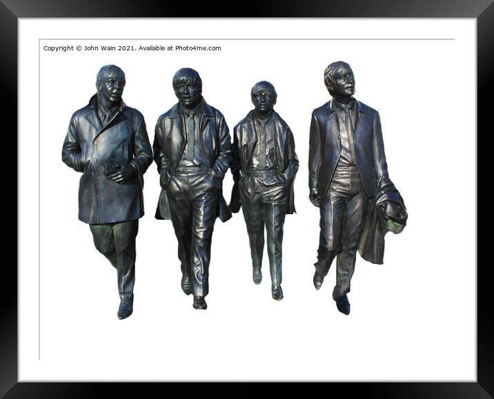 Pier head Beatles Statues (Digital Art) Framed Mounted Print by John Wain