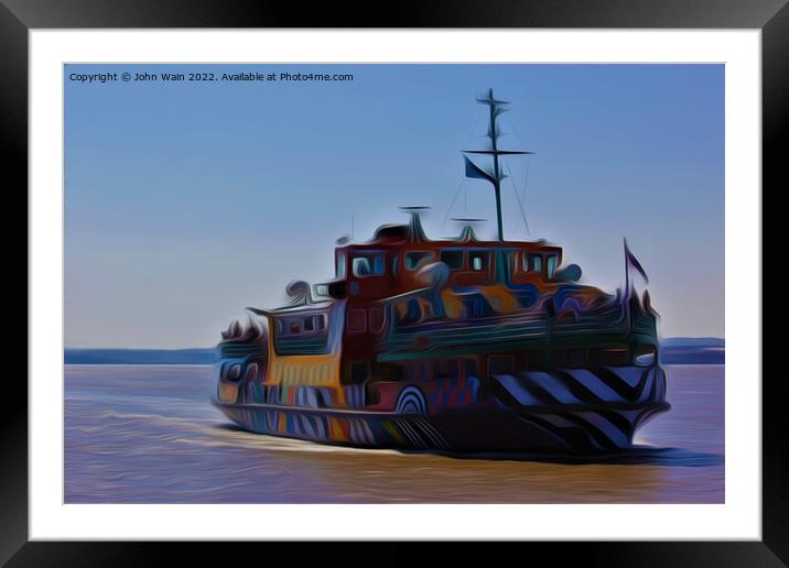 Mersey Ferry (Original Digital Art Painting) Framed Mounted Print by John Wain