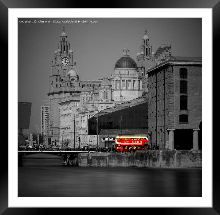Royal Albert Dock And the 3 Graces (Digital Art)  Framed Mounted Print by John Wain