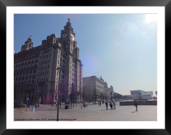 Liverpool Waterfront Skyline Framed Mounted Print by John Wain