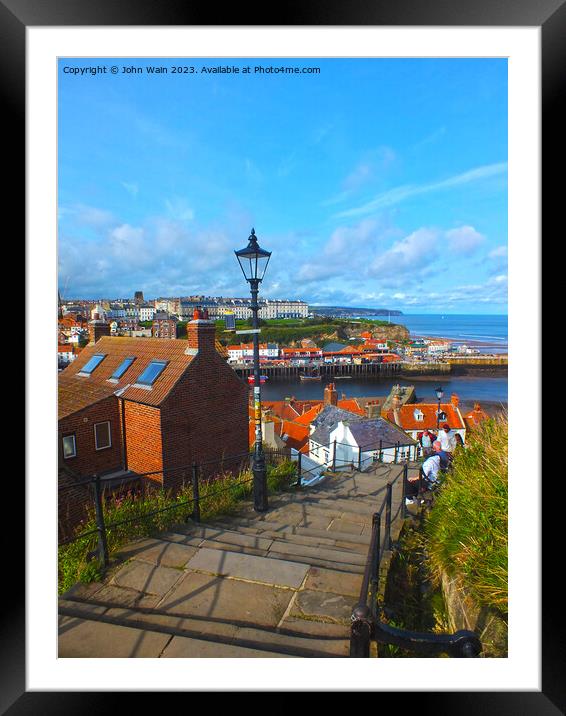 Whitby's 199 steps Framed Mounted Print by John Wain